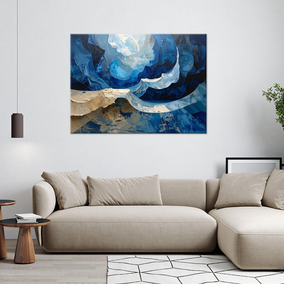 LEINWANDBILD Abstraktion 30x20cm - Blau, Textil (30/20cm) - Feeby