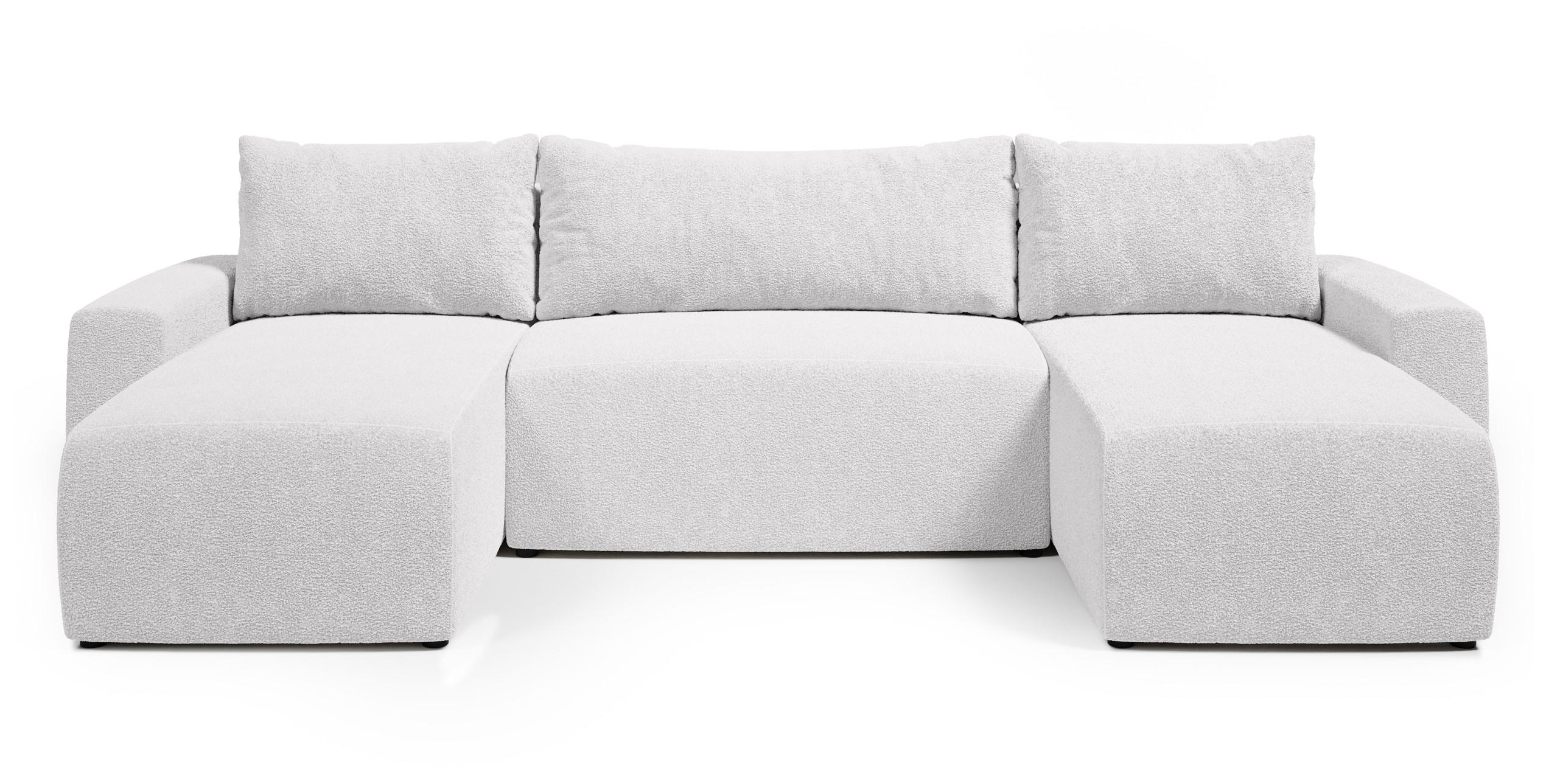 WOHNLANDSCHAFT Plush mit Schlaffunktion Weiß Boucle - Weiß, Kunststoff/Textil (315/72/145cm) - Bromarkt