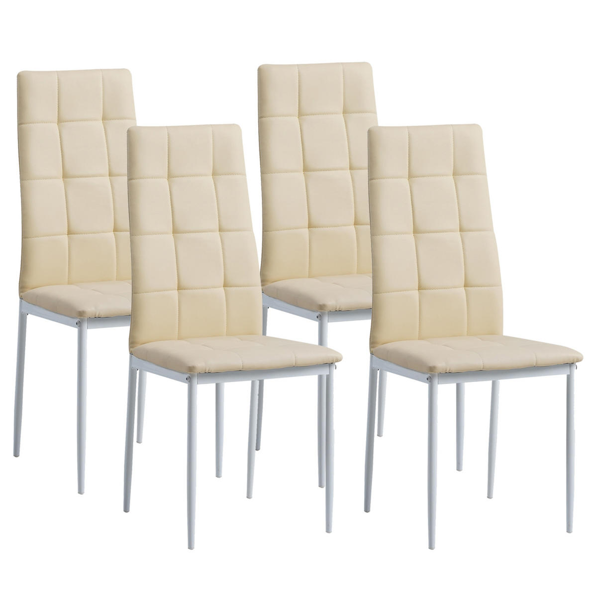 STUHL RIMINI Lederimitat Metallbeine 4er Set Beige - Beige, Kunststoff/Metall (41/97/38cm) - Albatros
