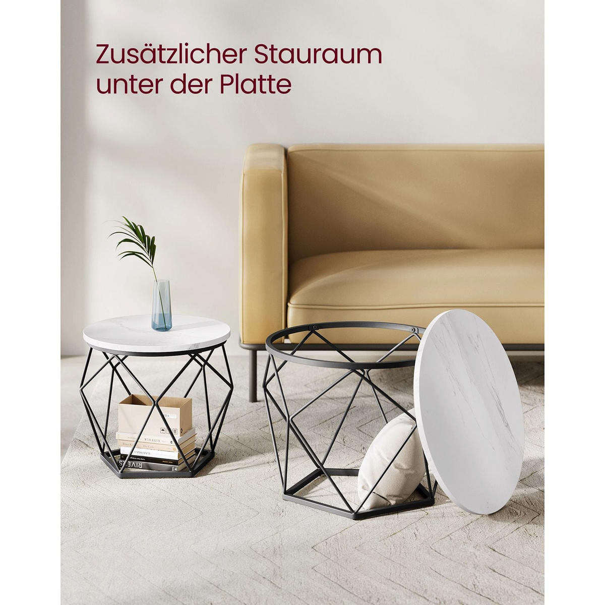 COUCHTISCH ASMARA - Weiß, Metall (50/50/40cm) - Hansiro