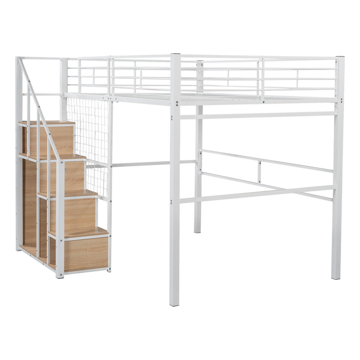 HOCHBETT mit Stauraum 140x200 cm Metall Weiß - Weiß, Metall (140/200cm) - Meubliv