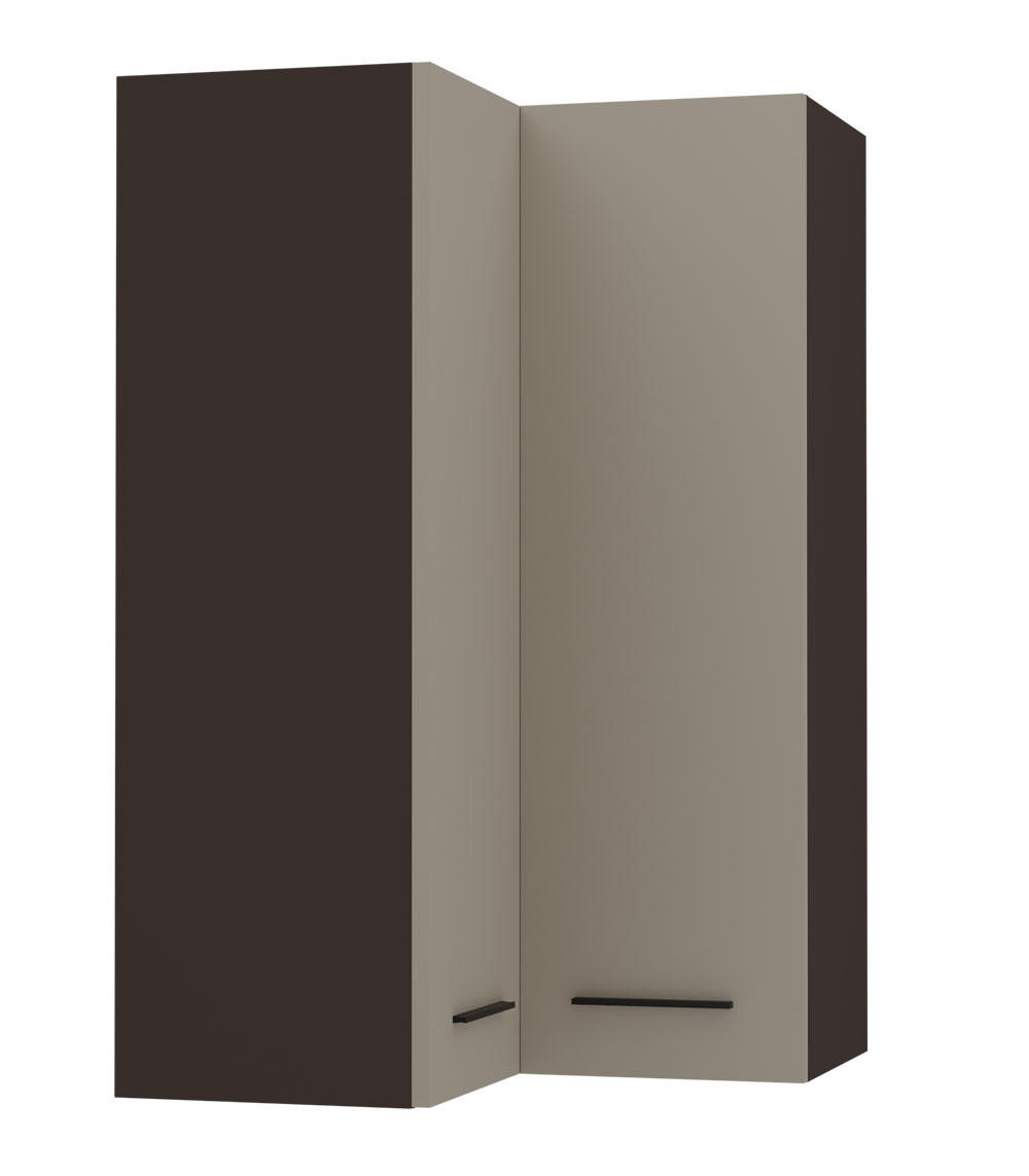 ECKHÄNGESCHRANK Bonn W14/60 lava / stone grey matt 60 / 60 / 96cm - Dunkelgrau/Graubraun, Holz/Holzwerkstoff (60/96/60cm) - Feldmann-Wohnen