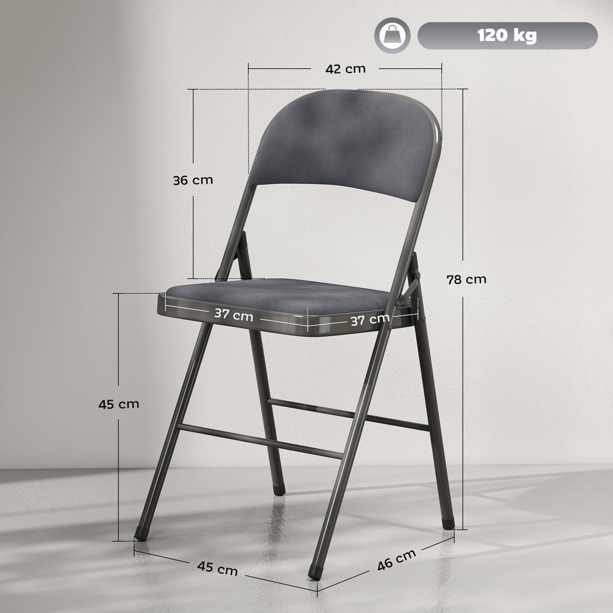 KLAPPSESSEL Grau 4 Stück - Grau, Naturmaterialien (45/78/46cm) - GiPP