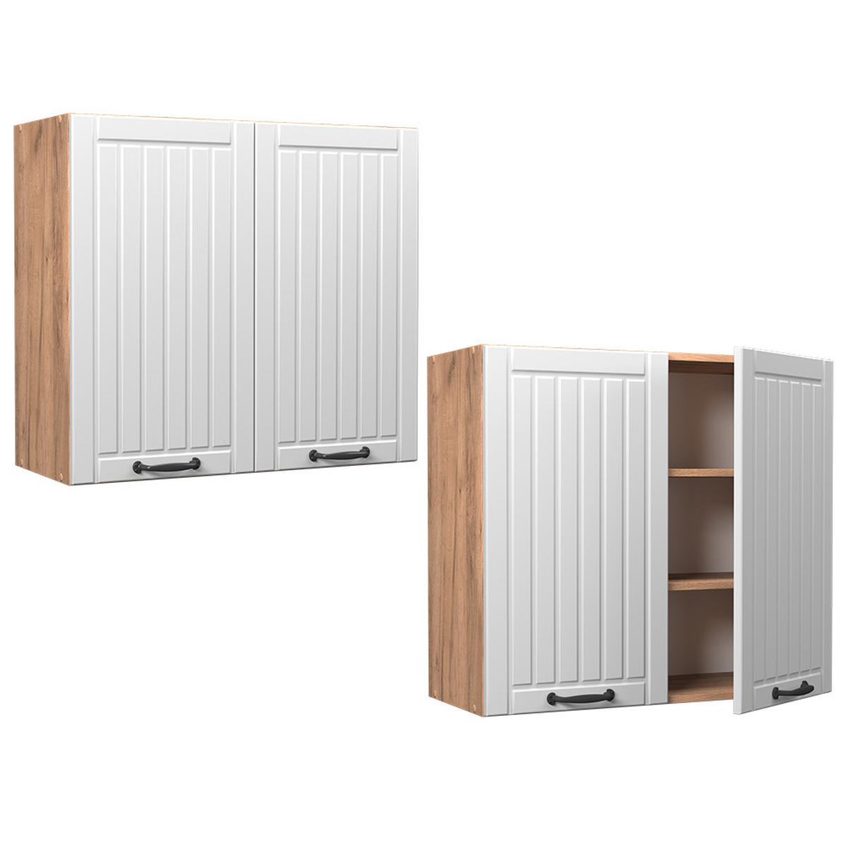 SKLENĚNÁ KUCHYŇSKÁ SKŘÍŇKA Fame-Line Bílý venkovský dům - bílá/medově dubová, kompozitní dřevo (80/72/34.1cm) - Vicco