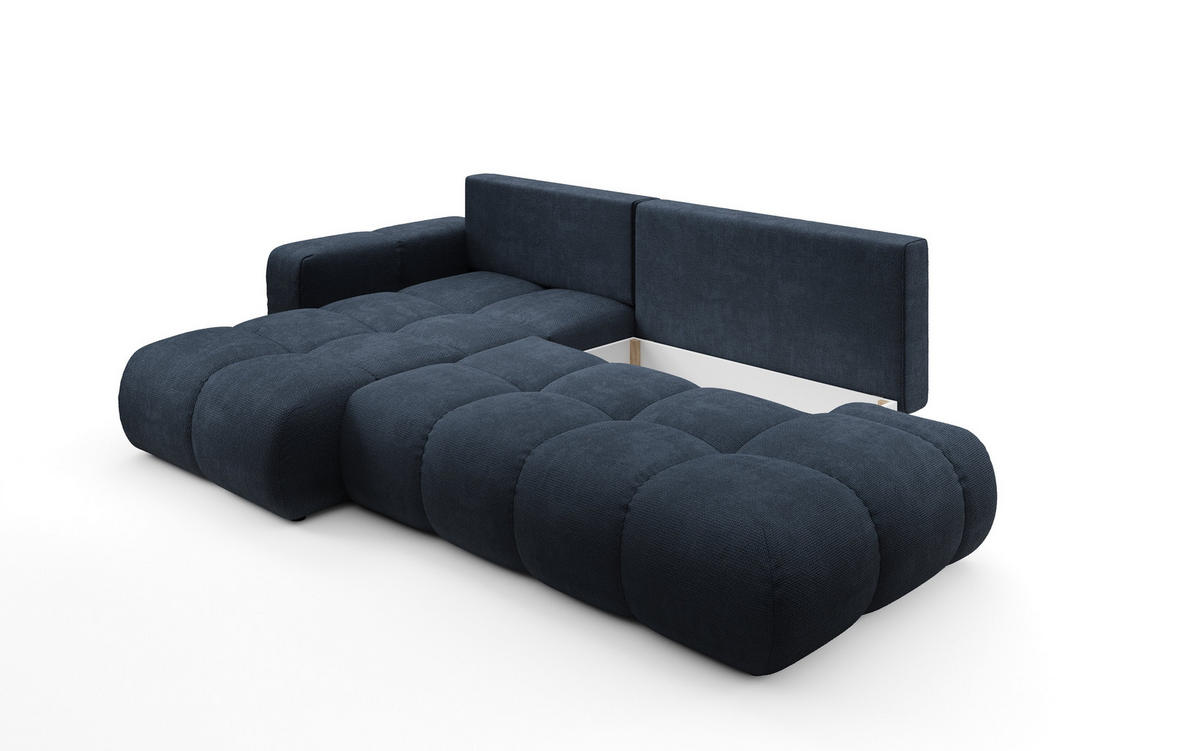 ECKSOFA DUCA L-S Dunkelblau Chenille mit Schlaffunktion - Dunkelblau, Holz (266.5/266.5cm) - MASSENO