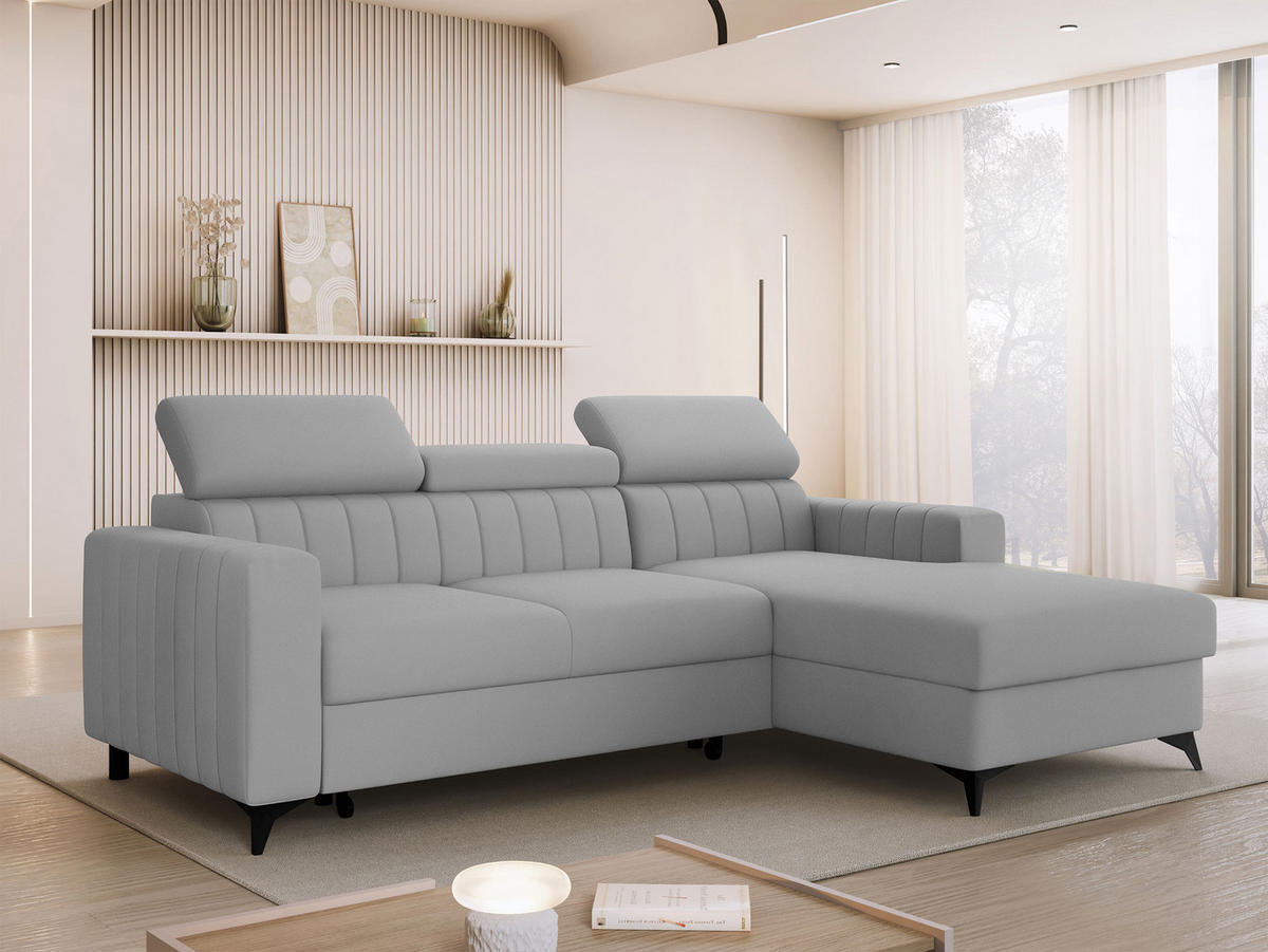 COLTAR Milano, Dreapta 2R+LC - gri deschis/negru, material textil/lemn (172/236cm) - MIRJAN24