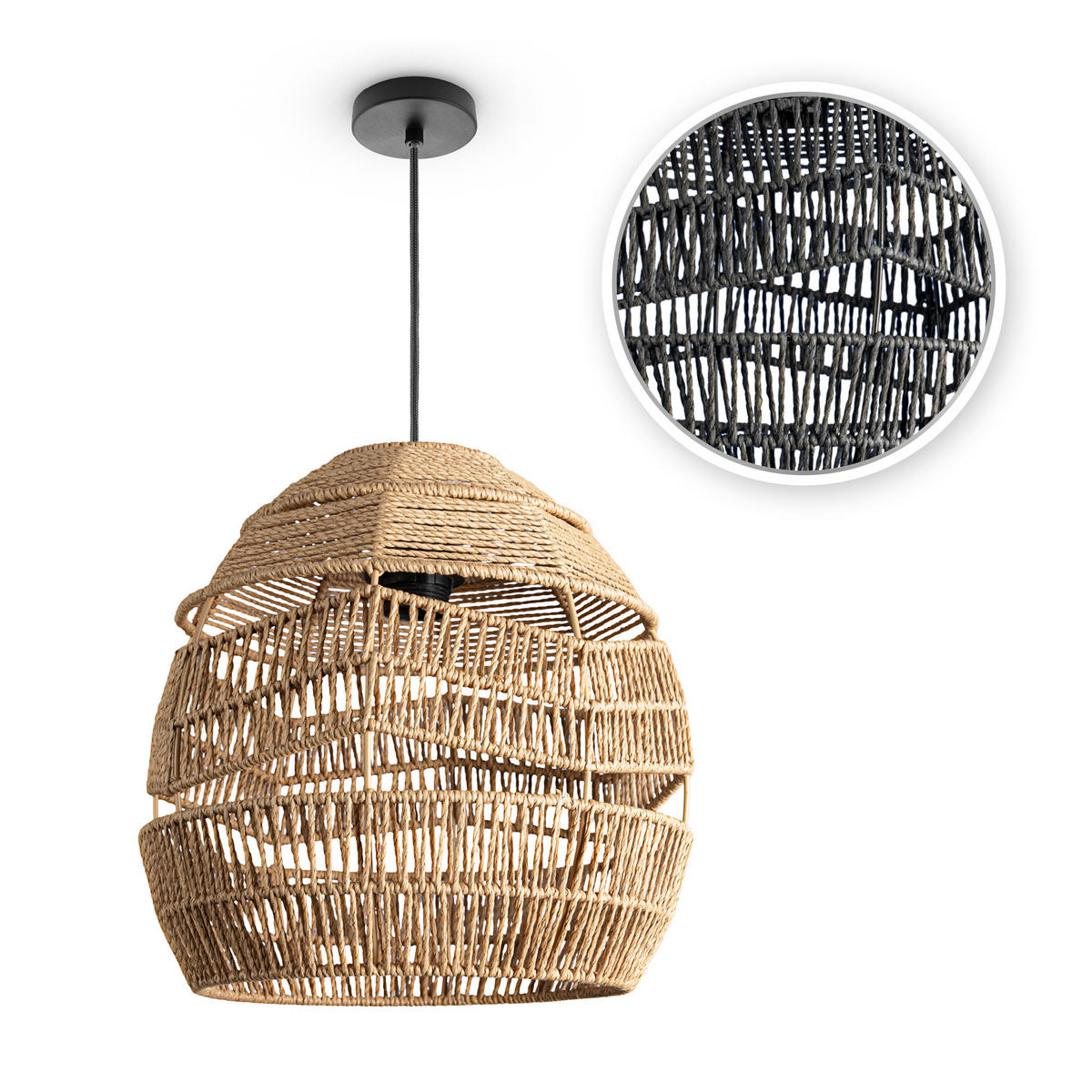 PENDELLEUCHTE Villa L - Beige/Schwarz, Metall (31/31/30cm) - Paco Home