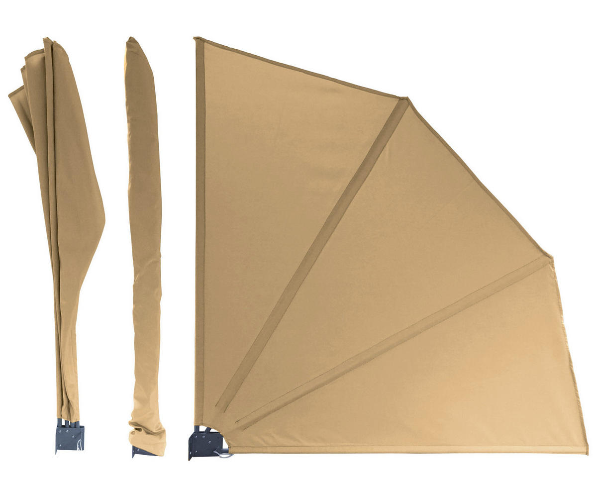 SICHTSCHUTZFÄCHER 115x115 cm Beige mit Easy Mount Wandplatte - Beige, Metall (2/115cm) - QUICK STAR