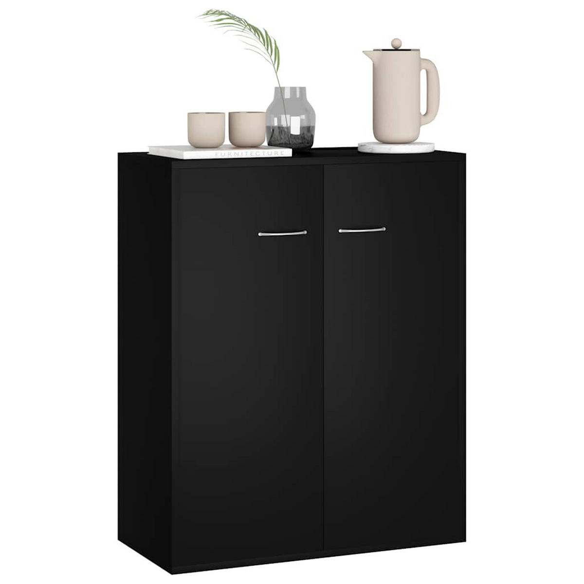 SIDEBOARD mit 1 Schublade, 2 Türen 60/36/75 cm aus Holzwerkstoff Schwarz - Silberfarben/Schwarz, Holz/Metall (60/75/30cm) - vidaXL
