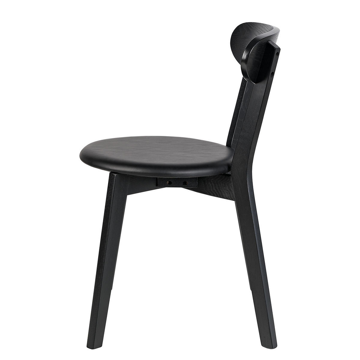 ESSZIMMERSTUHL - 2er-Set - Kunstleder / Esche massiv - Schwarz, Holz/Kunststoff (48/78/52cm) - home24