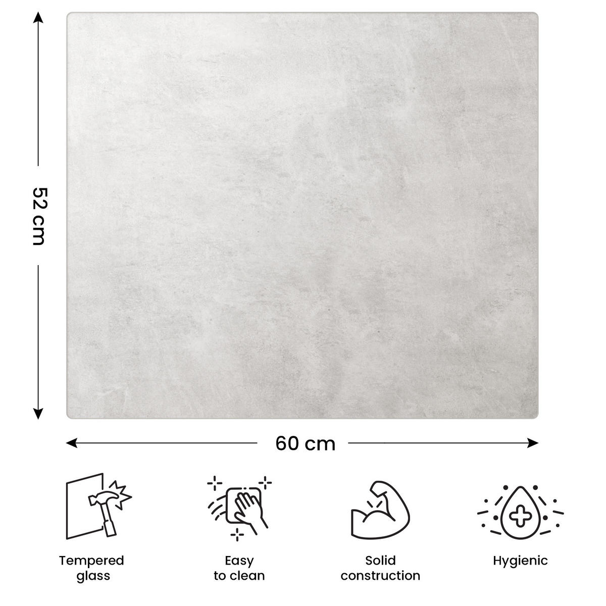 SCHNEIDEBRETT aus Glas - BETON II 60x52 cm - Grau, Glas (60/0.4cm) - ALLboards
