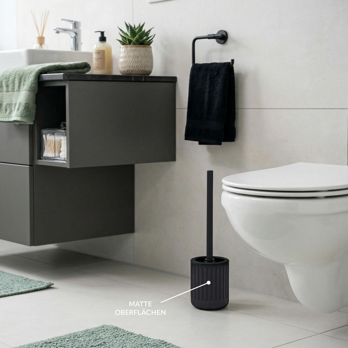 WC-GARNITUR CASCINA, Keramik, schwarz - Schwarz, Keramik (10.5/39.5/10.5cm) - eluno