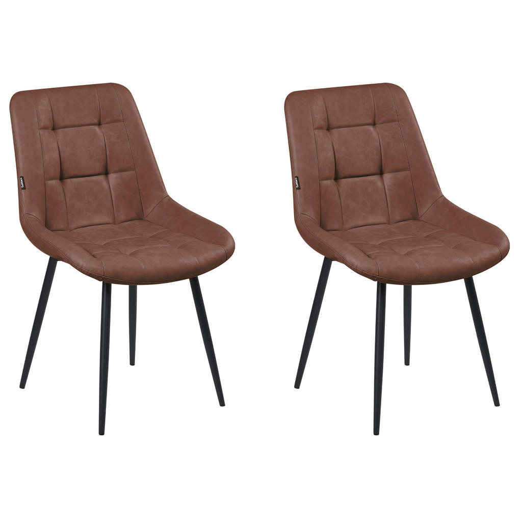 SCAUN DE BUCĂTĂRIE set de 2 piele ecologică maro Melrose