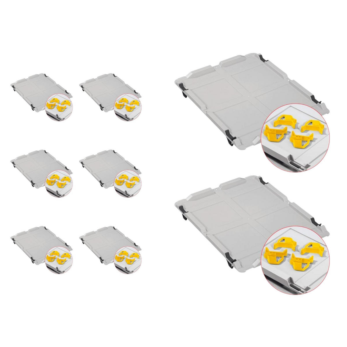 EUROBOX 8x Nextgen Economy Mit Auflagedeckel Grau/Gelb Griffe Offen 23 Liter - Gelb, Kunststoff (40/12/60cm) - PROREGAL