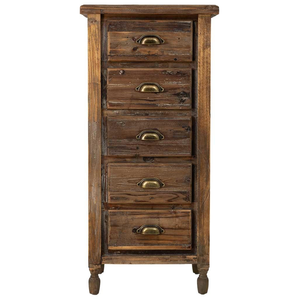 HOLZKOMMODE mit 5 schubladen 48x38x102 cm - Braun, Holz (48/102/38cm) - Wanderlust