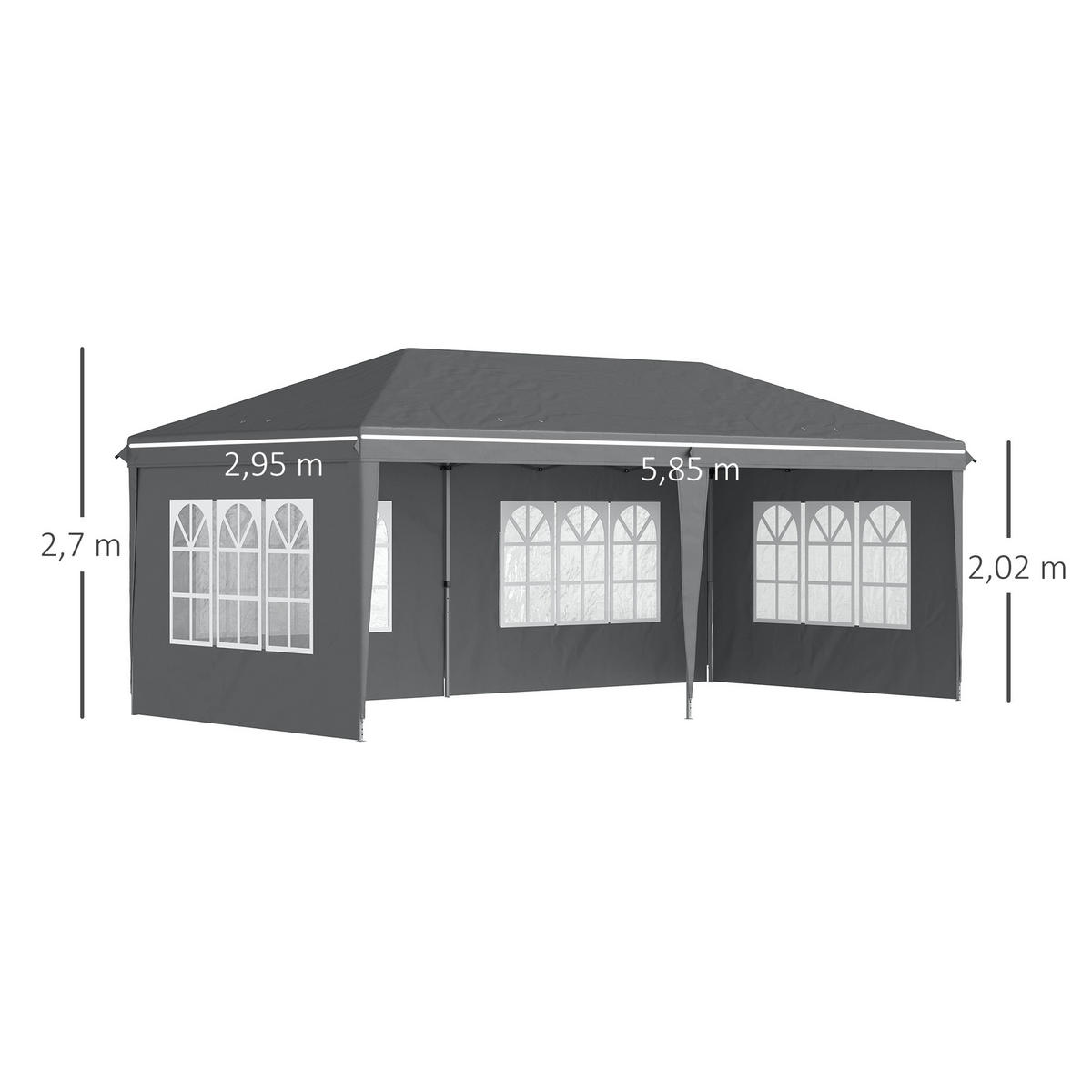 PAVILLON DE-13986 3/6 m, 3 Seiten abnehmbar Grau - Grau, Textil (295/270/585cm) - ComfortXL