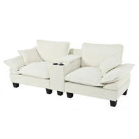 SOFA 2-Sitzer aus Chenille mit USB-Ladeanschlüssen & Stauraum, beige - Beige, Textil (82/90/224cm) - Luhomfu