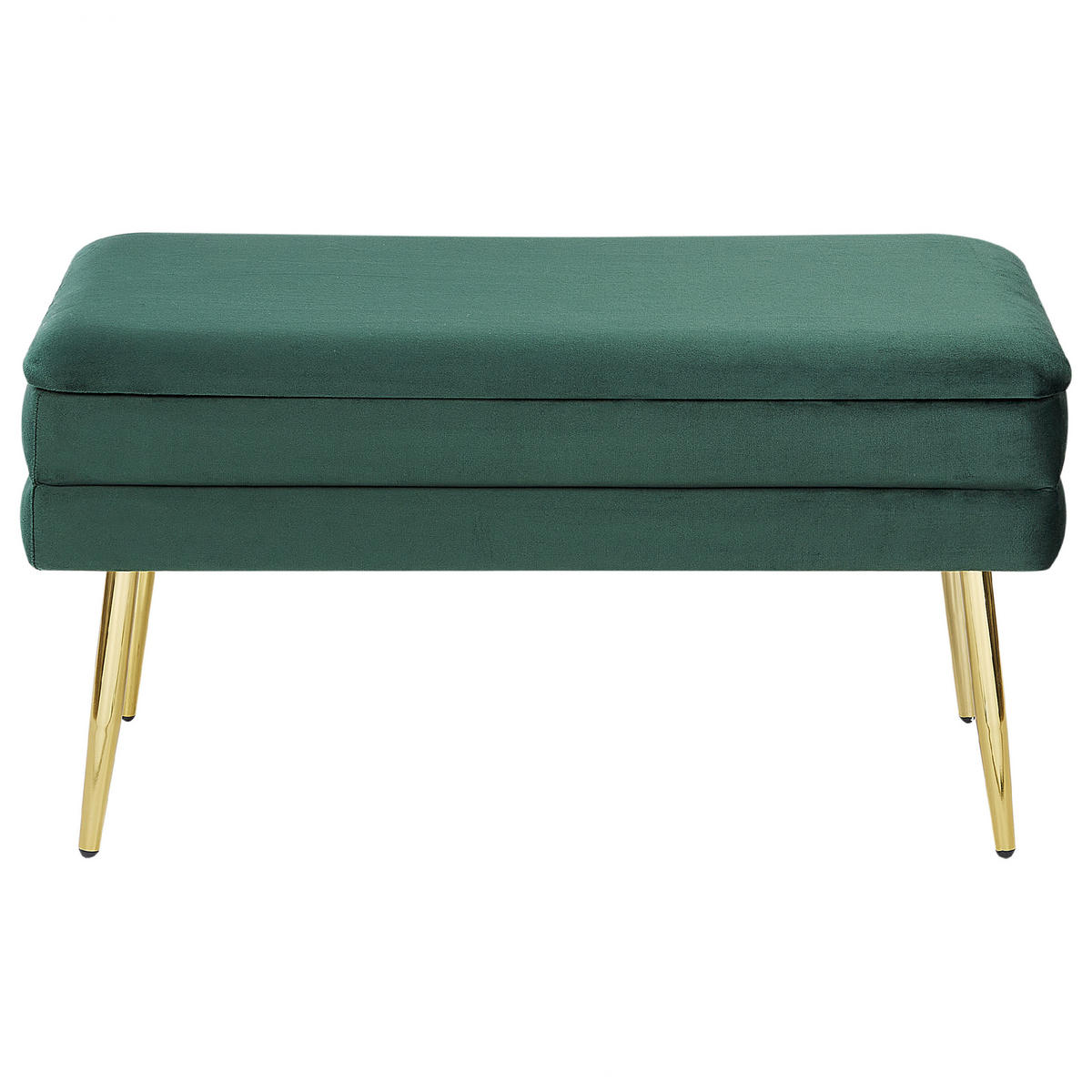 TRUHENBANK Dunkelgrün Durham - Dunkelgrün/Goldfarben, Textil (79/43/37cm) - Beliani