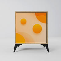 SIDEBOARD ORANGE ARRANGEMENT, Eichefarben, 57,5x42x70,5 cm, Schwarze Metall-Sternfüße - Eichefarben/Multicolor, Holzwerkstoff/Metall (57.5/70.5/42cm) - SpaceRebels