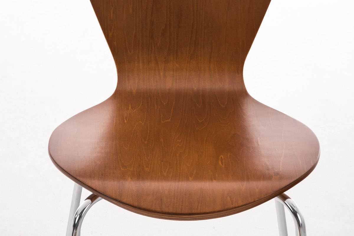 BESUCHERSTUHL Calisso mit Holzsitz und Metallgestell, Farbe: Braun - Chromfarben/Braun, Holz/Metall (42/85/47cm) - TPFLiving