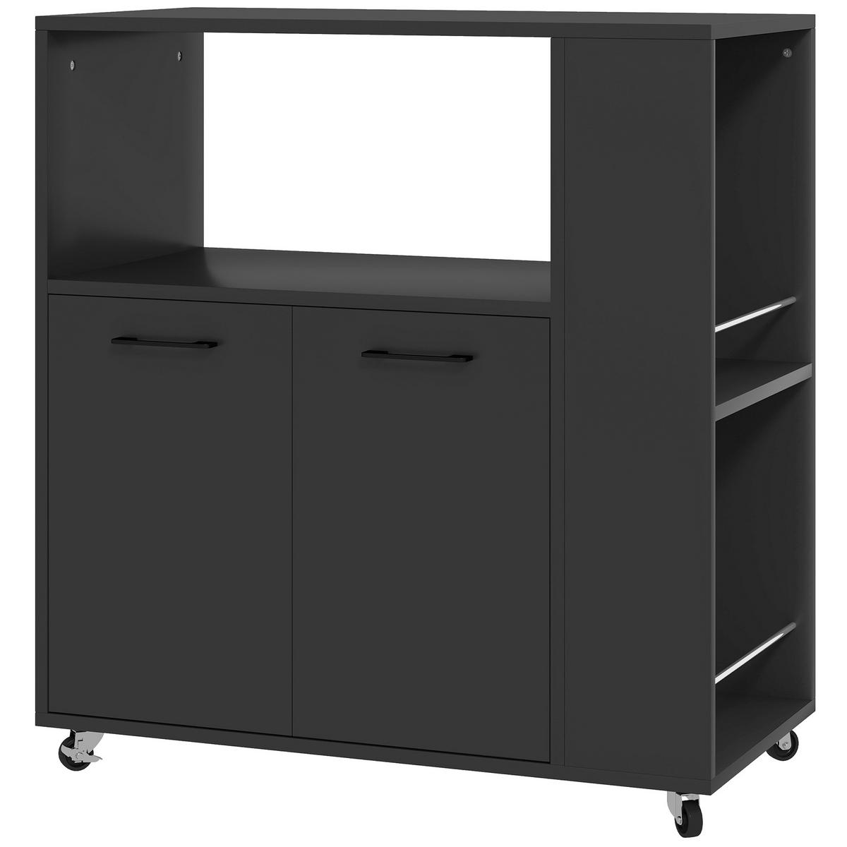 KÜCHENWAGEN, Holz-Wagen mit Schrank, 75 x 40 x 80,5 cm, Schwarz - Multicolor, Metall (75/80.5/40cm) - FORIOUS
