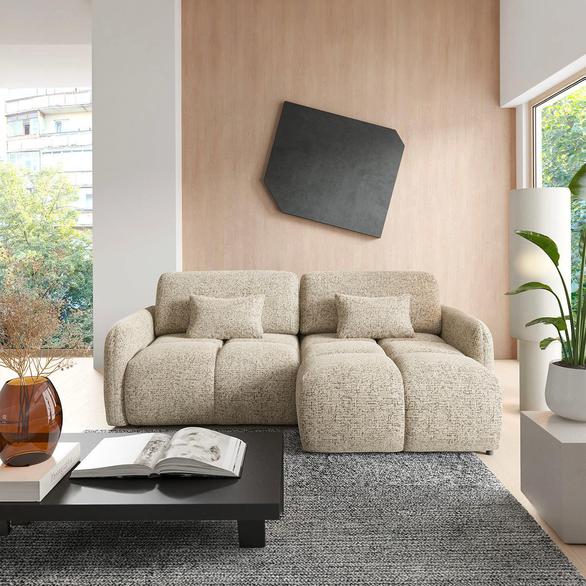 ECKSOFA Beige meliert - Beige, Holz (240/165cm) - Petits-meubles