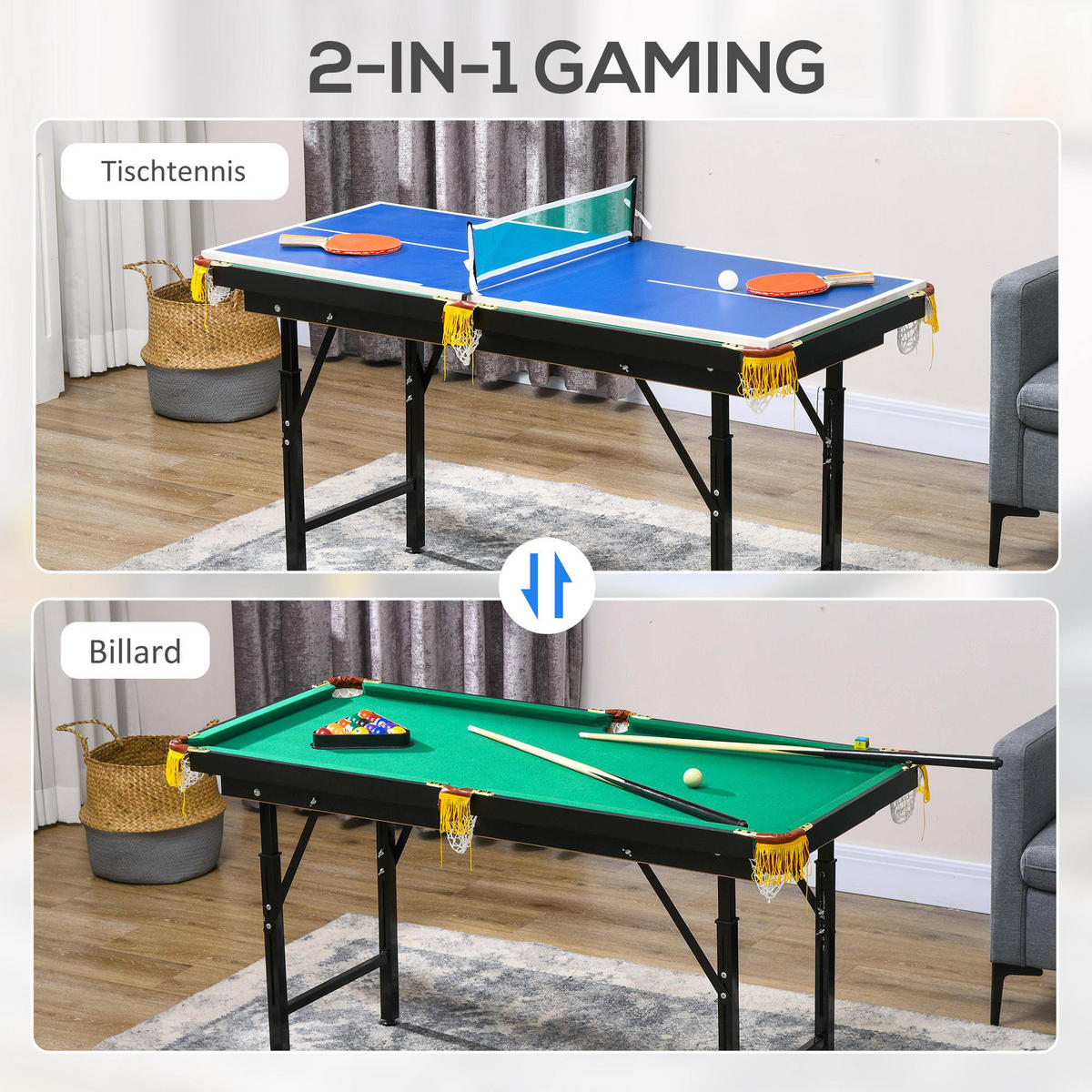MULTIGAME Spieletisch - Blau, Holzwerkstoff (63/140cm) - SPORTNOW