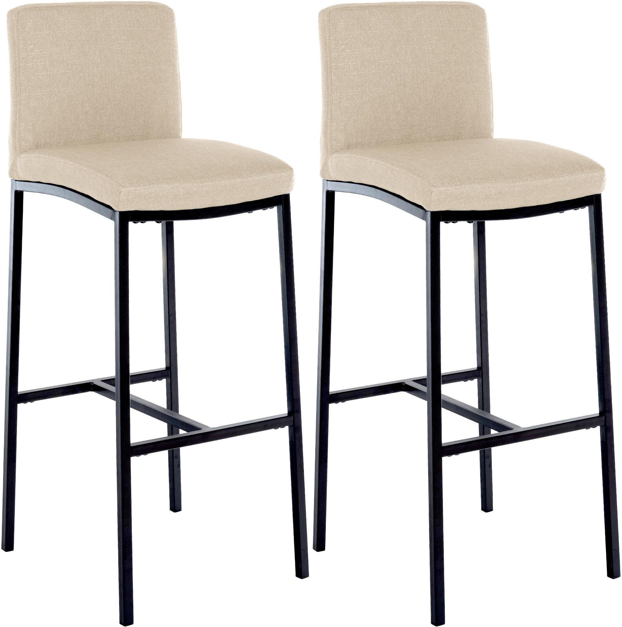 BARHOCKER 2er Set Stoff Creme - Creme/Schwarz, Textil/Metall (43/110/49cm) - CLP