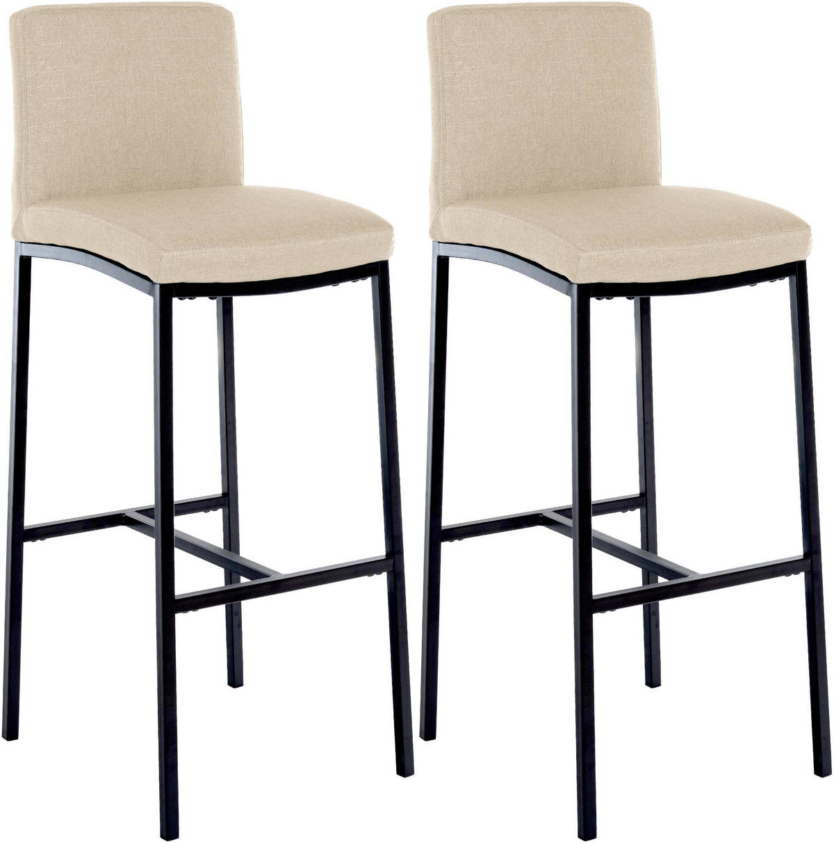 BARHOCKER 2er Set Stoff Creme - Creme/Schwarz, Textil/Metall (43/110/49cm) - CLP