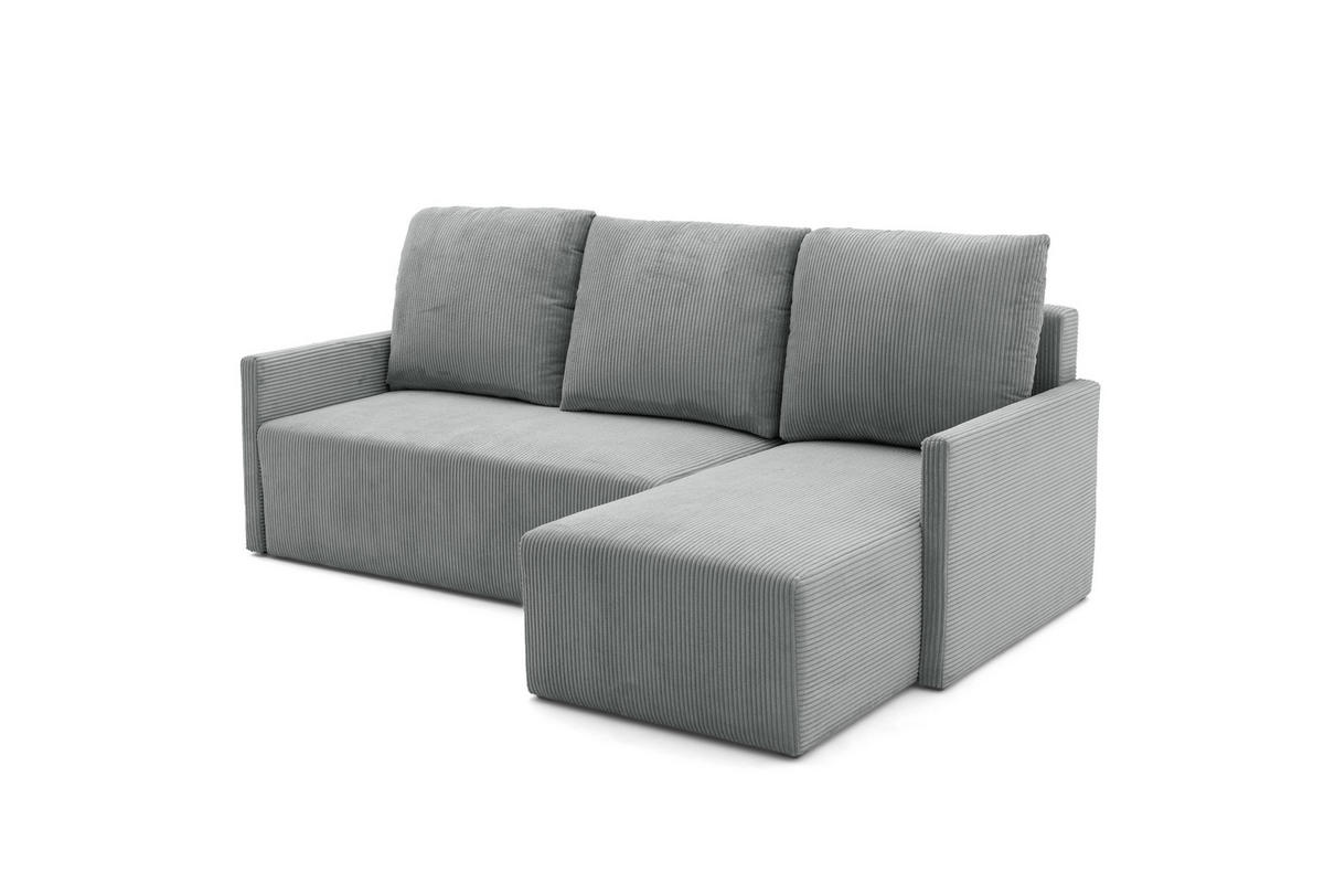 ECKSOFA GARDA L Links mit Schlaffunktion 132x198 Cord Grau - Schwarz/Grau, Holz/Kunststoff (209/145cm) - NACANAPA