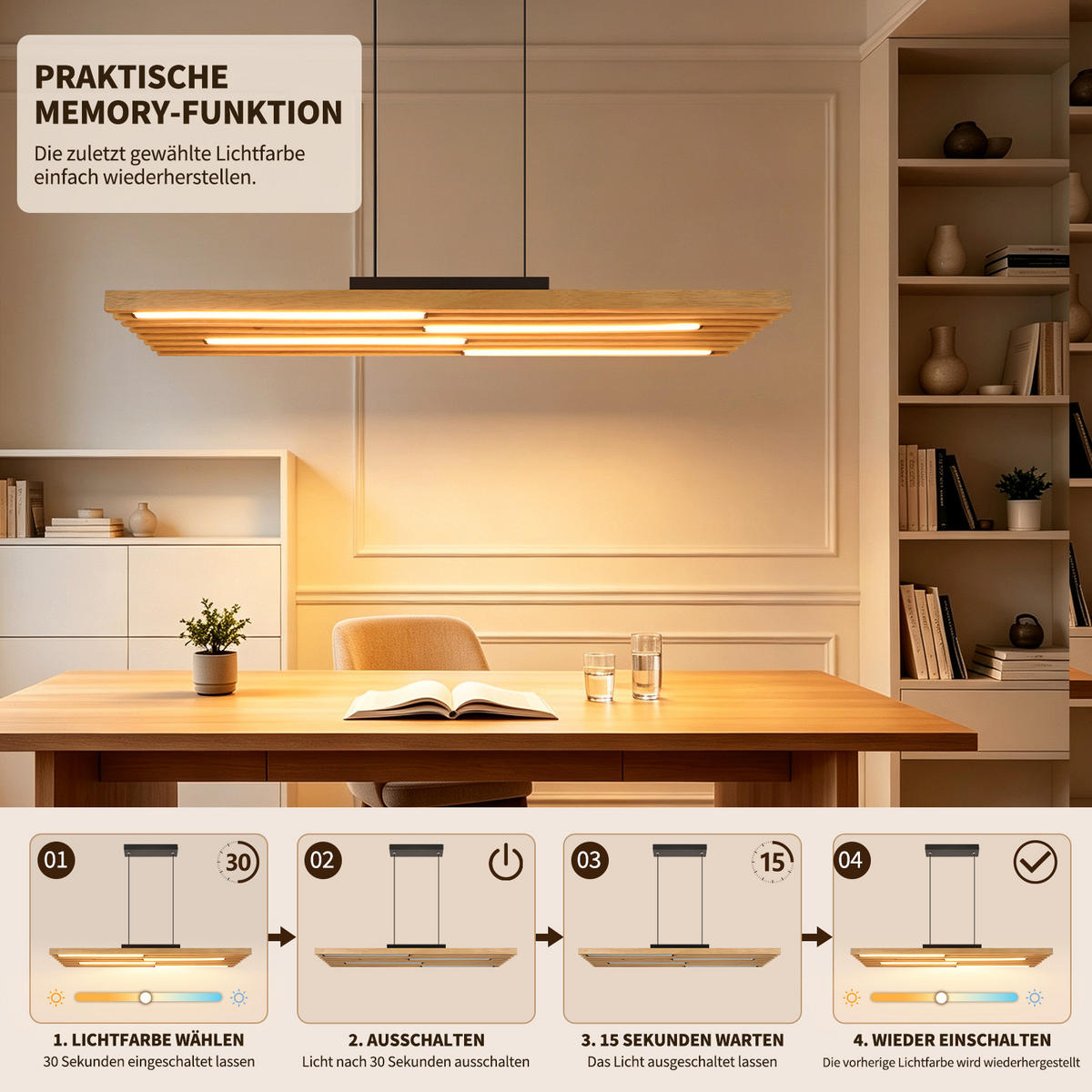LED ZÁVĚSNÉ SVÍTIDLO 80/15.5/120 cm - černá/hnědá, kov/dřevo (80/15.5/120cm) - ZMH