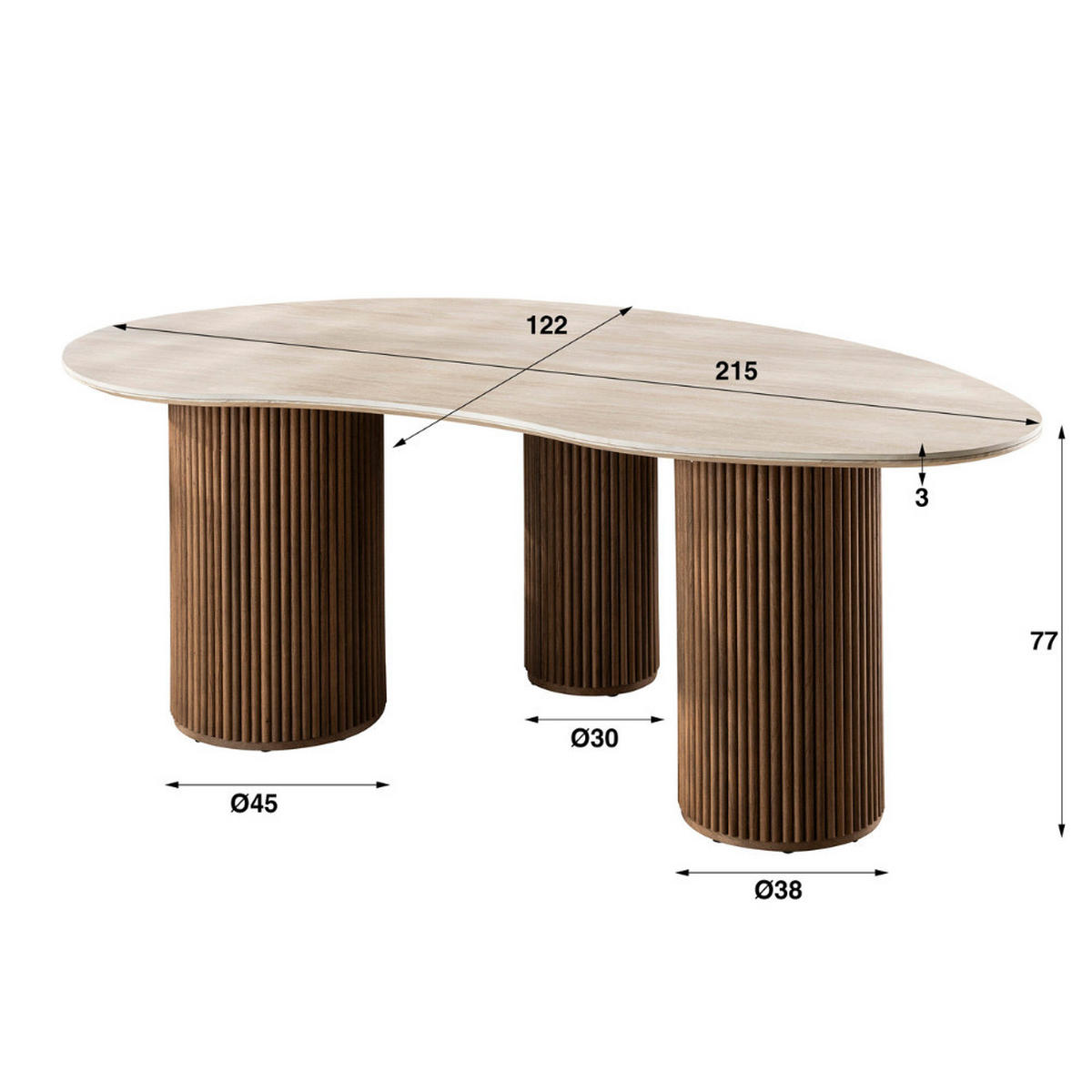 ESSTISCH ROMANO ORGANICO Beige Keramiktisch in Travertin-Optik 215cm - Beige, Keramik (215/122/77cm) - alesvelt