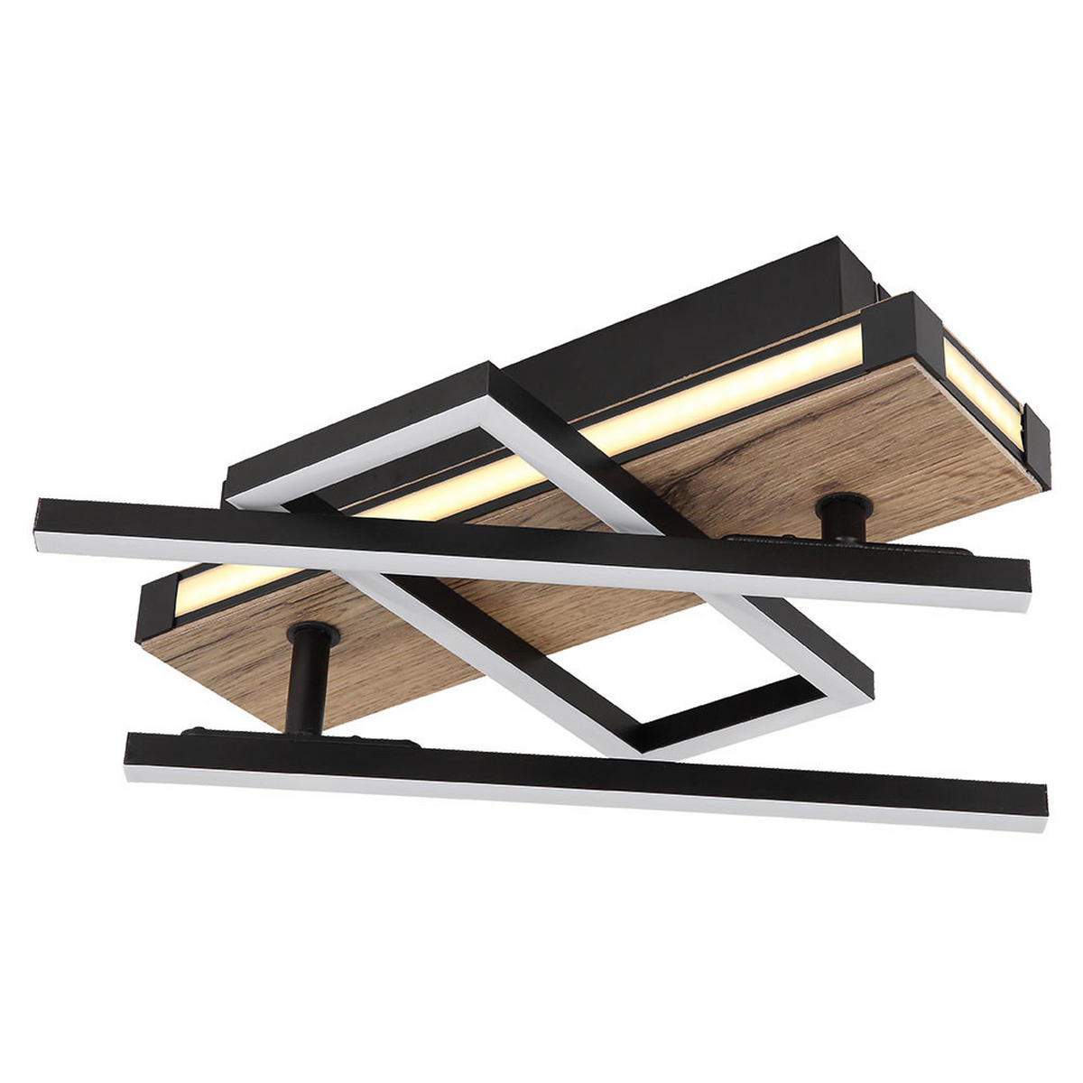 LED DECKENLEUCHTE Holzoptik Schwarz - Schwarz, Metall (68/22/11.5cm) - Globo Lighting