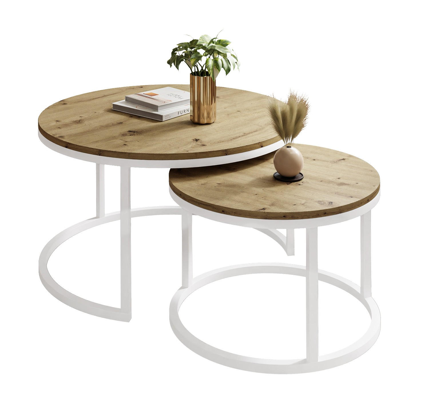 COUCHTISCH CIRI 2-in-1 Eichenholz Artisan - Weiß, Holzwerkstoff (80/80/48cm) - Lookway