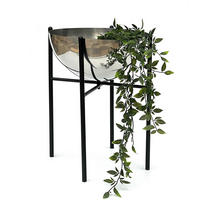 BLUMENHOCKER Metall mit Topf Schwarz Silber 45 cm 96257 L - Schwarz, Metall (24/45/24cm) - DanDiBo