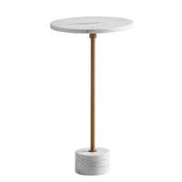 BEISTELLTISCH – Rund Echter Marmor Weiß Gold 30x30x55,5 cm - Weiß, Metall (30/30/56cm) - KADIMA DESIGN