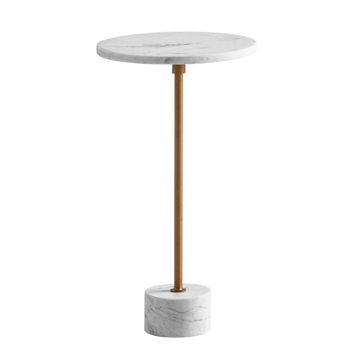 BEISTELLTISCH – Rund Echter Marmor Weiß Gold 30x30x55,5 cm - Weiß, Metall (30/30/56cm) - KADIMA DESIGN