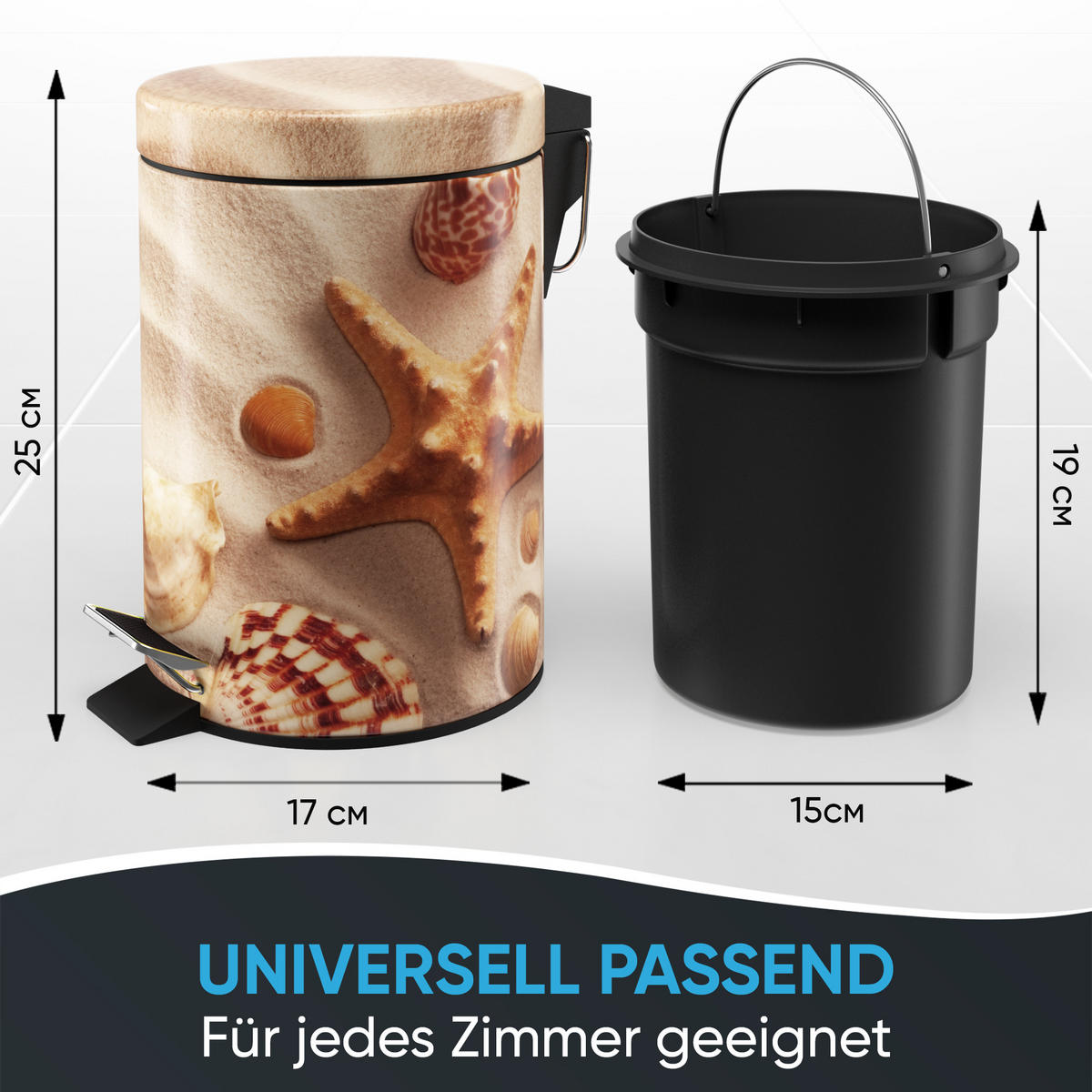 KOSMETIKEIMER Sanibel - Hellbraun/Rotbraun, Kunststoff/Metall (17/25/25cm) - Sanilo