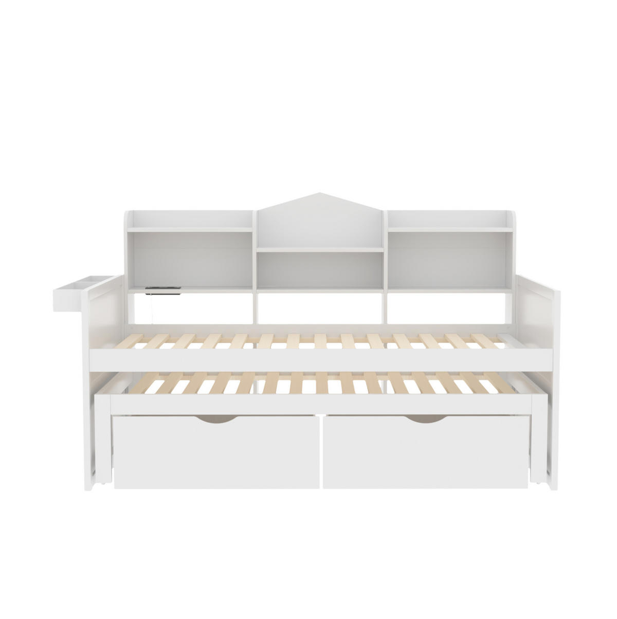 SCHLAFSOFA 90/200 cm mit Ausziehbett, USB-Anschluss und Stauraum, Holz, Weiß - Weiß, Holz (204.6/100/110cm) - Redom