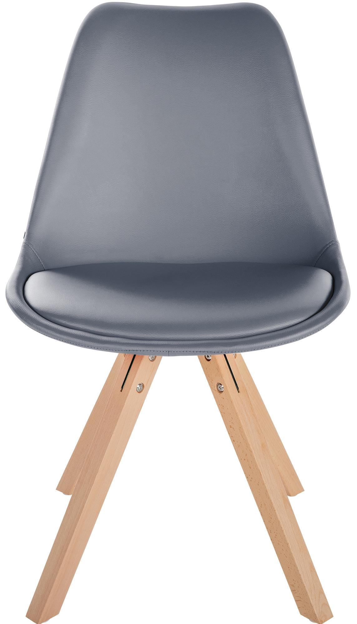 STUHL Lederlook grau - Naturfarben/Grau, Holz/Textil (48/81/54cm) - CLP