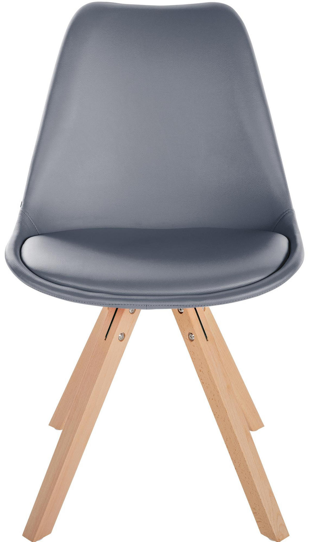STUHL 4er Set Lederlook grau - Naturfarben/Grau, Holz/Textil (48/81/54cm) - CLP