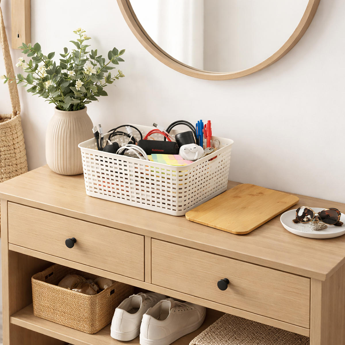 AUFBEWAHRUNGSBOX - Weiß, Holz/Kunststoff (25.5/10.5/18cm) - Relaxdays