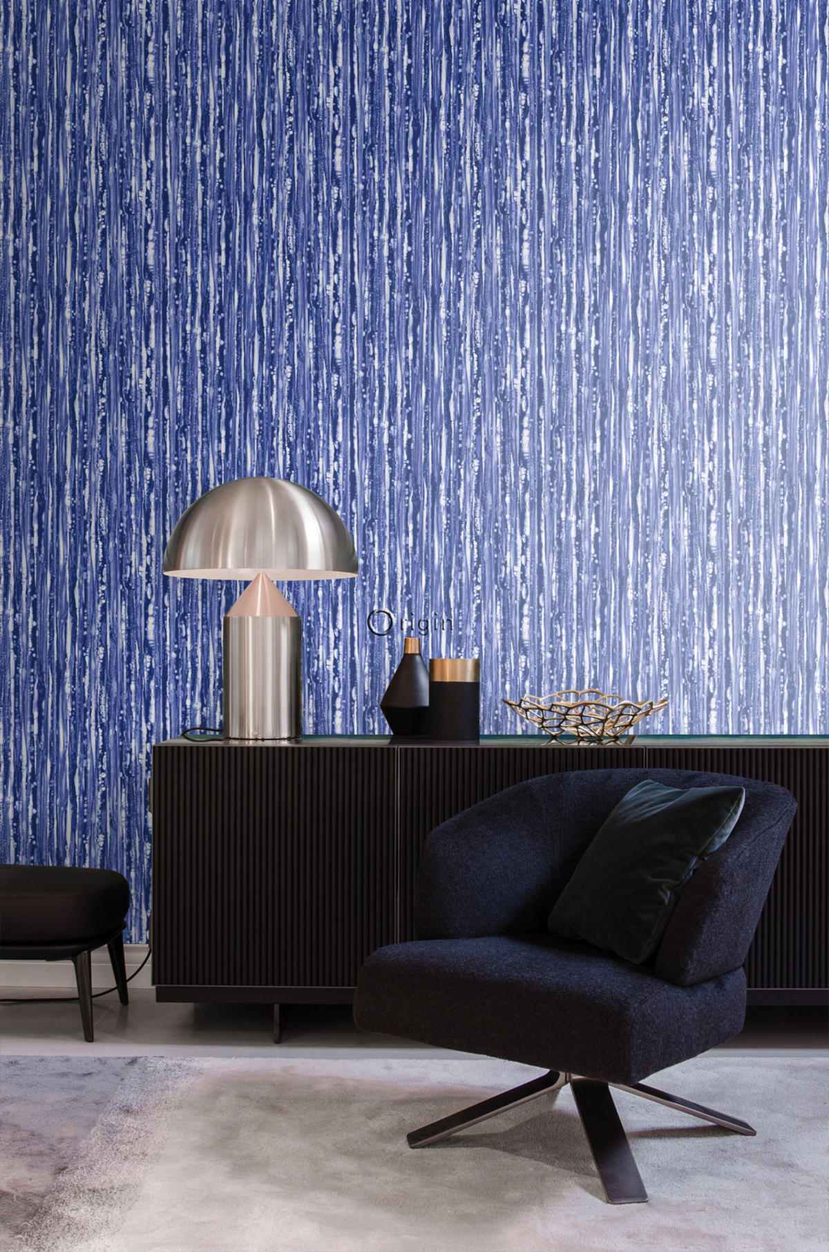 TAPETE Streifen 53 cm x 10.05 m - Blau, Papier (53/1000cm) - Origin Wallcoverings