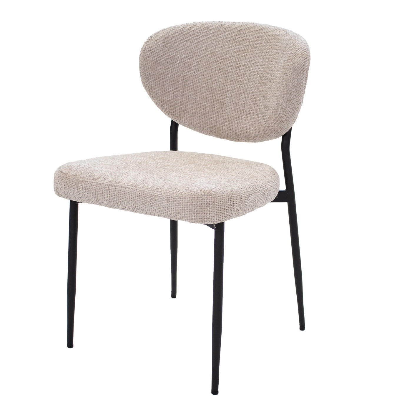 ESSZIMMERSTUHL 2er Set aus Stoff, beige - Beige/Schwarz, Textil/Metall (57/80/58cm) - Giga Meubel