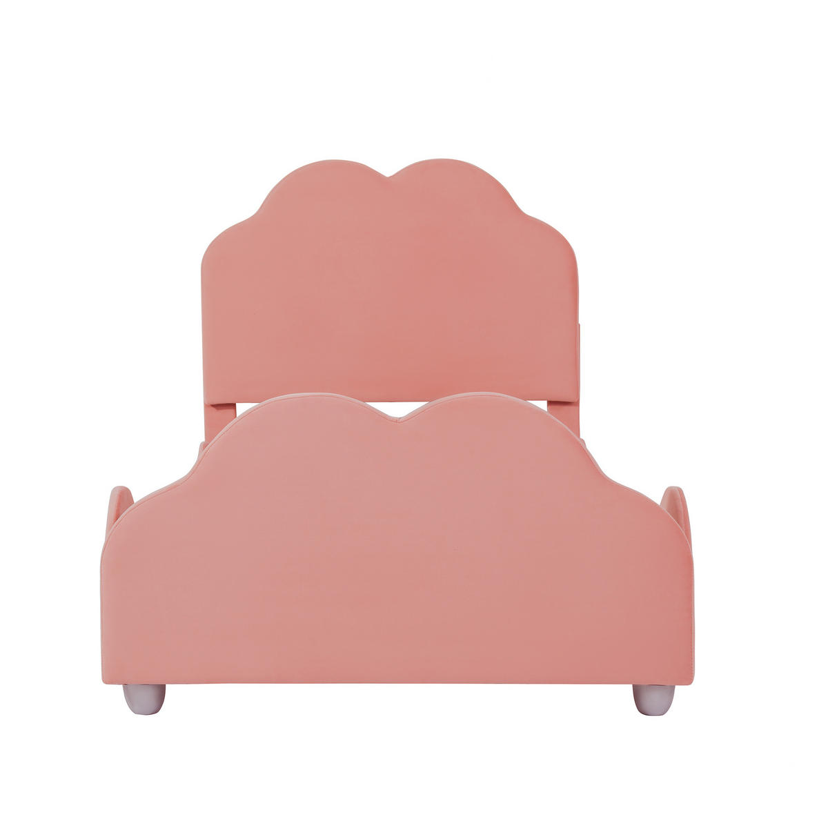 KINDEREINZELBETTEN aus Samt 90x200 cm in Rosa mit Rausfallschutz - Rosa, Textil (90/200cm) - Modfu