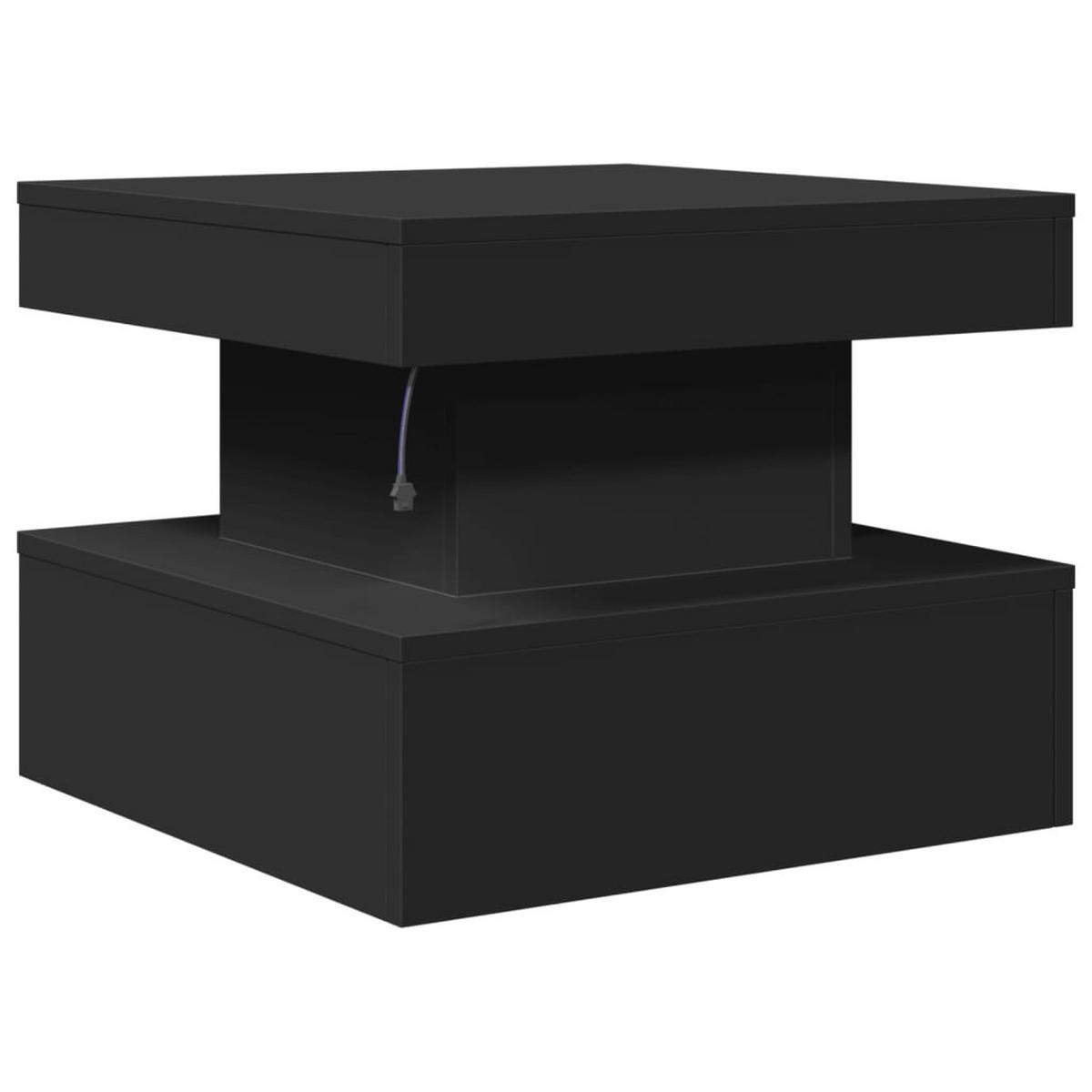 COUCHTISCH Moderner 50/50/40 cm aus Holzwerkstoff Schwarz mit Led-Leuchten - Schwarz, Holz (50/50/40cm) - vidaXL