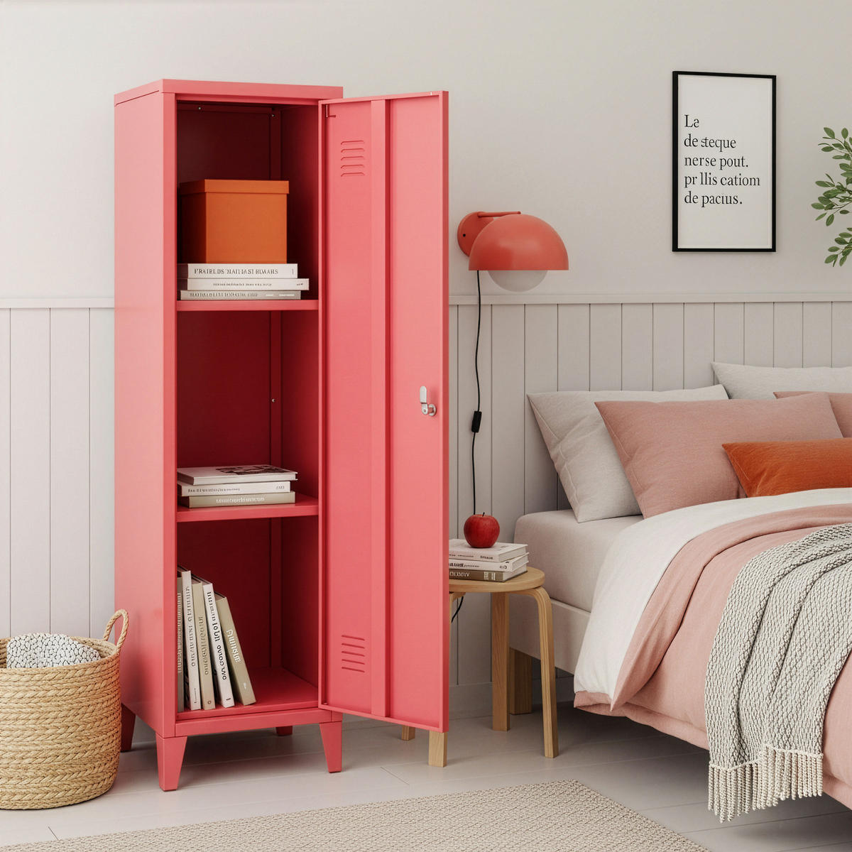 EINZELSPIND Kurikka - Dunkelrosa, Metall (38/137/38cm) - [en.casa]