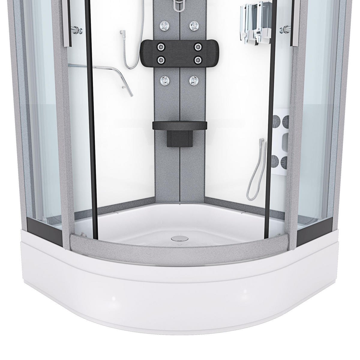 FERTIGDUSCHE Dusche D58-50T0-EC Weiß 90x90 - Weiß, Glas/Kunststoff (90/90/225cm) - AcquaVapore by Sandra Jentho