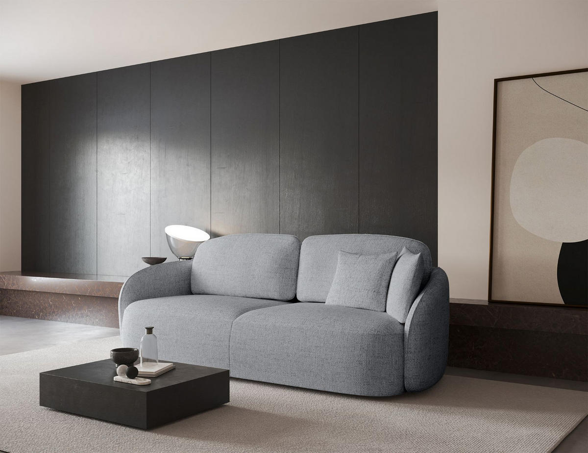 3-SITZER-SOFA Savoy Hellgrau mit Schlaffunktion - Hellgrau/Schwarz, Kunststoff/Textil (254/96/105cm) - Selsey