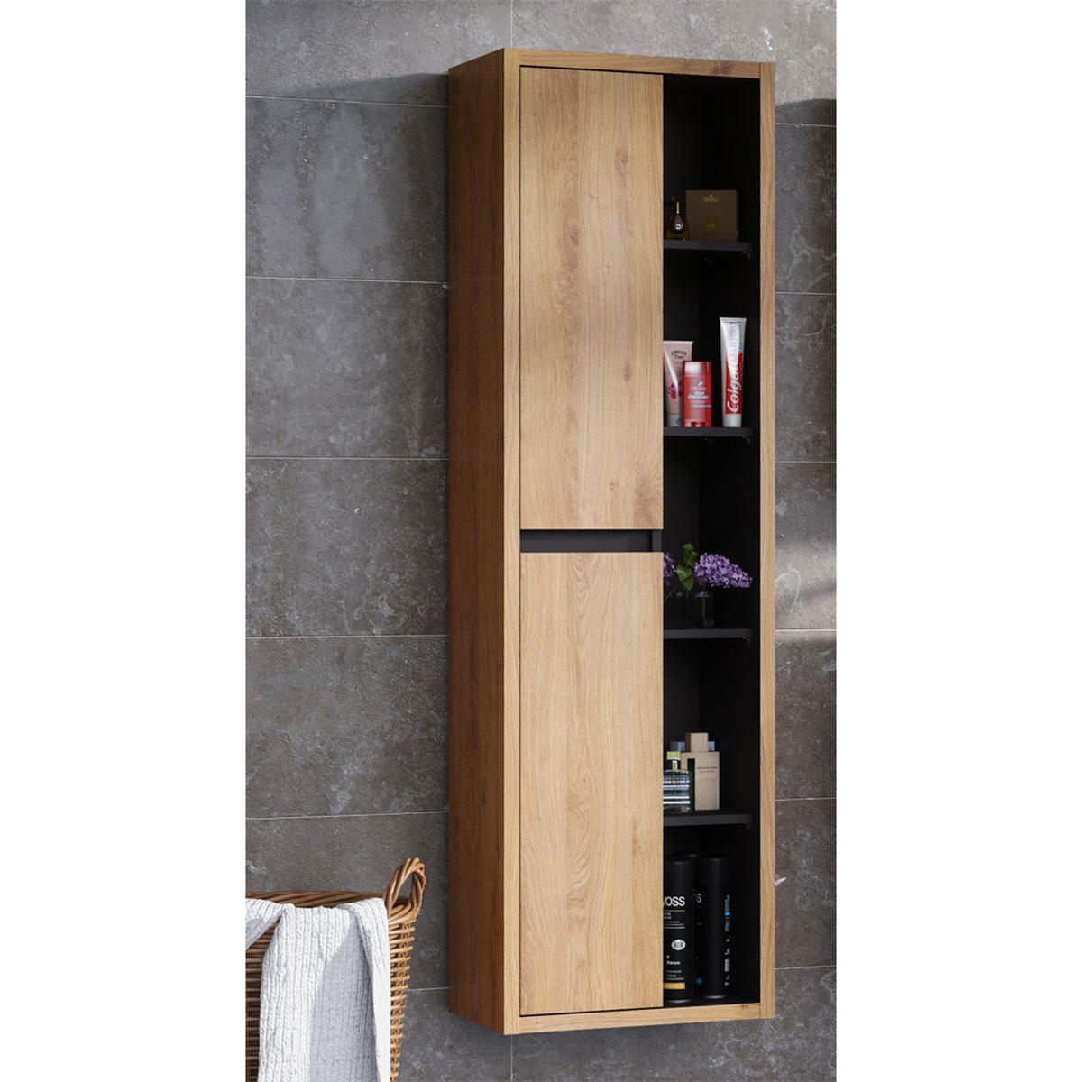 BADMÖBEL-SET 3-TLG. Danzig-56 - Braun, Holzwerkstoff (170/200/46cm) - Lomado